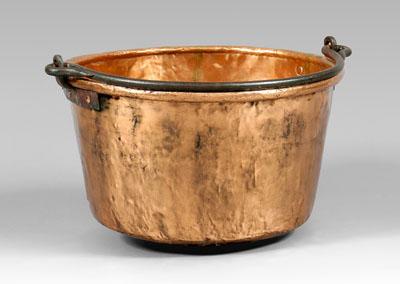 Large copper cooking kettle,