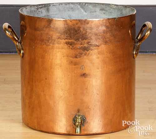 LARGE COPPER KETTLE, 18 3/4" H., 19
