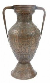 LARGE COPPER REPOUSSE HANDLED