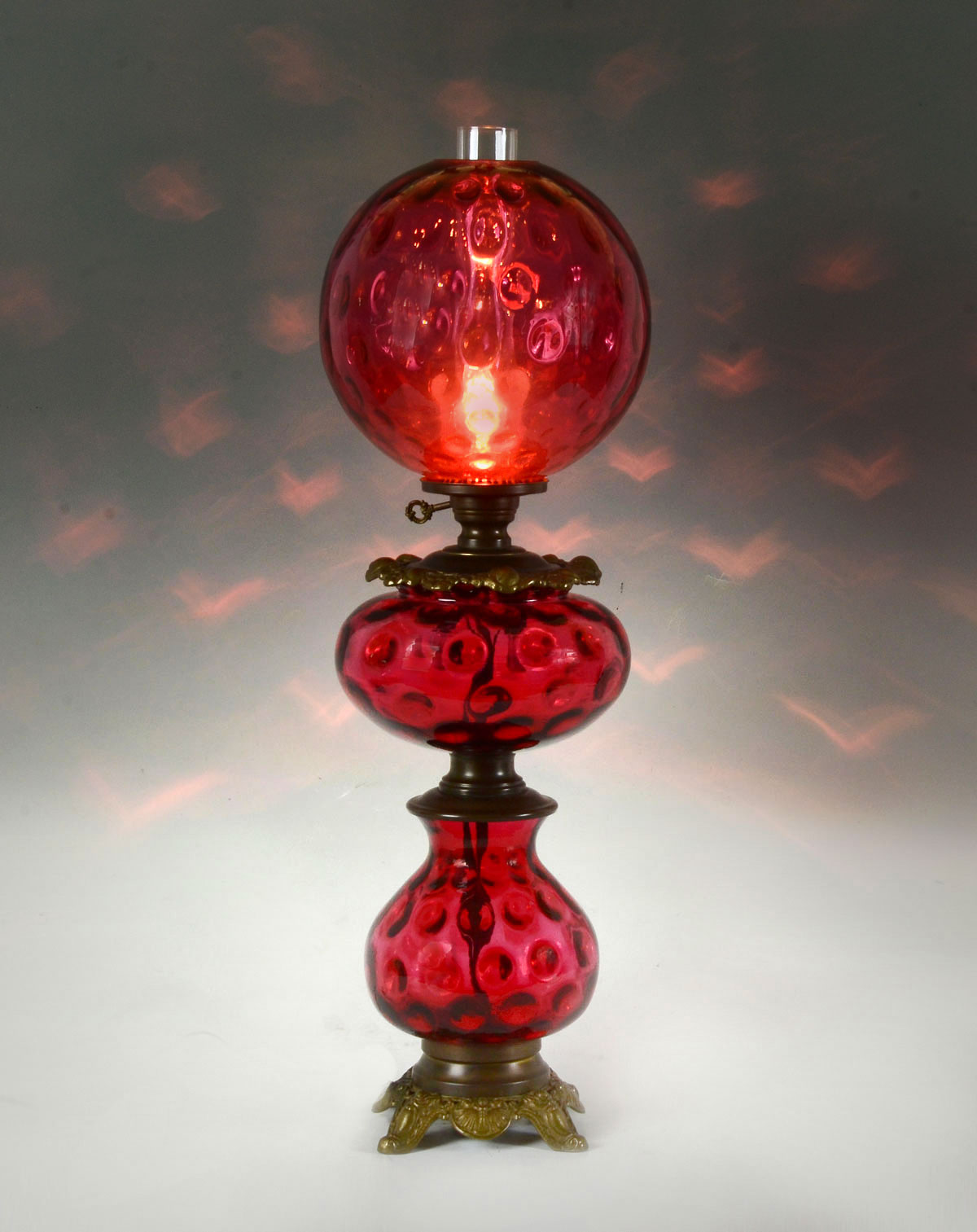 LARGE CRANBERRY GLASS HURRICANE