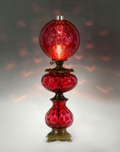 LARGE CRANBERRY GLASS HURRICAN