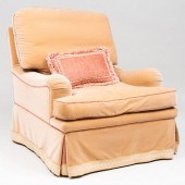 LARGE CREAM MOHAIR UPHOLSTERED