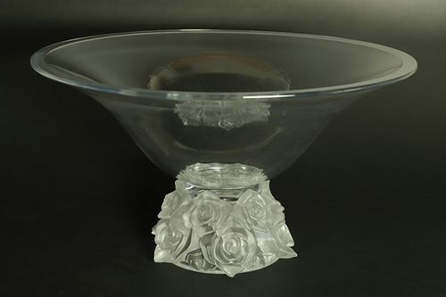 LARGE CRYSTAL FROSTED ROSE PEDESTAL