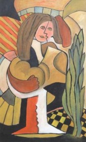 LARGE CUBIST STYLE PORTRAIT PA