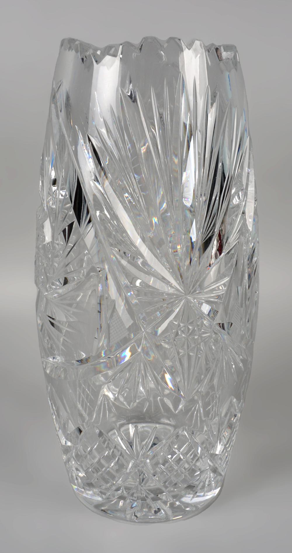 LARGE CUT CRYSTAL VASE HEIGHT: 12