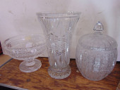 LARGE CUT GLASS FOOTED BOWL BY