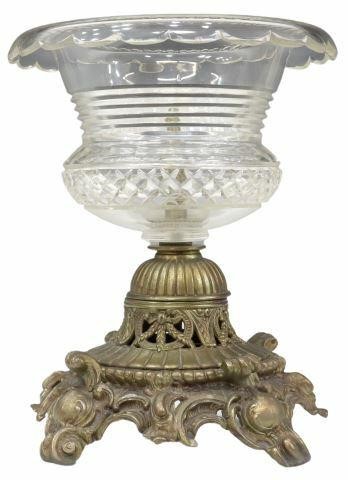 LARGE CUT GLASS & GILT METAL URN