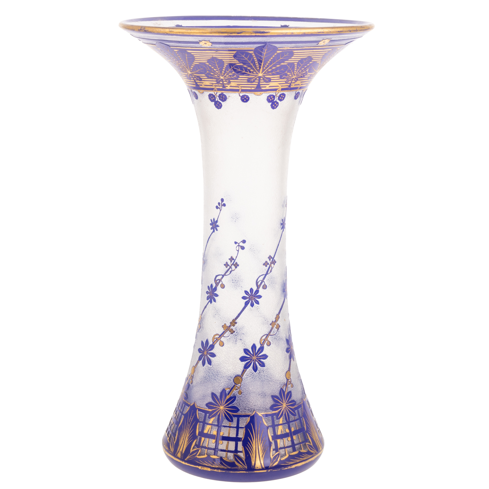 LARGE CUT GLASS TRUMPET VASE