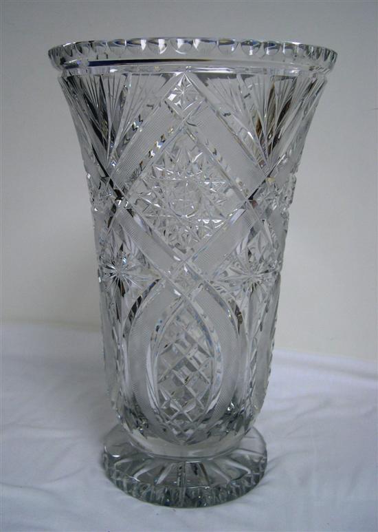 Large cut glass vase vase  flared