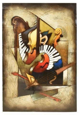 LARGE DECORATIVE FRAMED ART MUSICAL