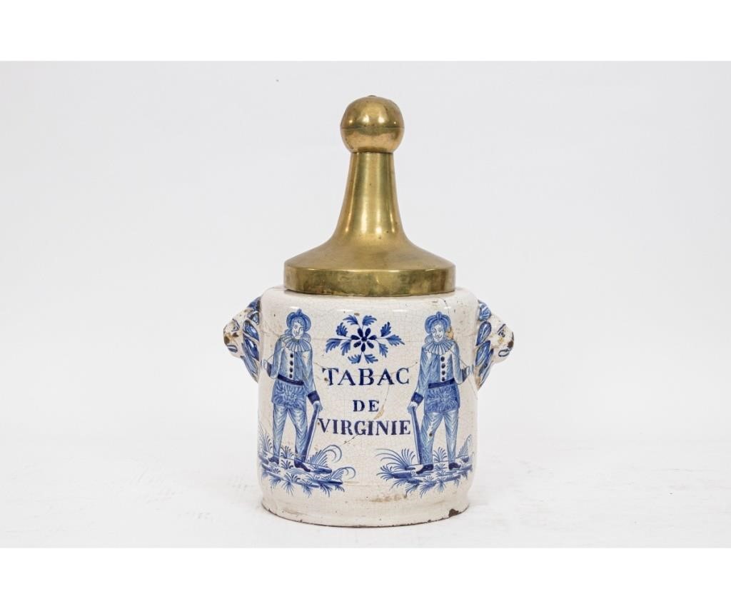 Large Delft tobacco jar, 18th c.