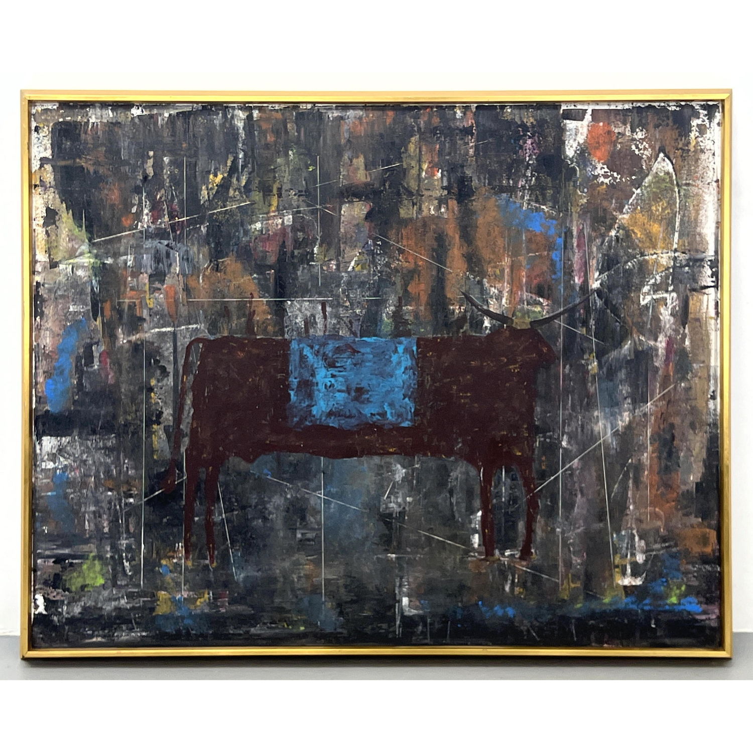 Large DENNIS SAKELSON abstract bull