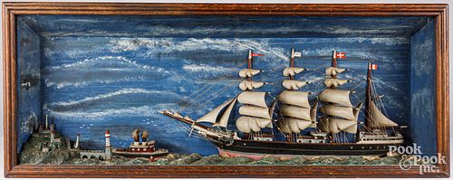 LARGE DIORAMA OF SHIPSLarge diorama