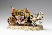 Large Dresden porcelain carria