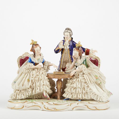 LARGE DRESDEN PORCELAIN LACE