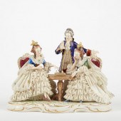 LARGE DRESDEN PORCELAIN LACE F