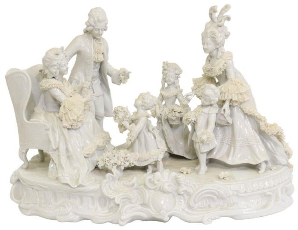 LARGE DRESDEN VOLKSTEDT PORCELAIN