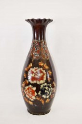 LARGE EARTHENWARE BALUSTER VAS