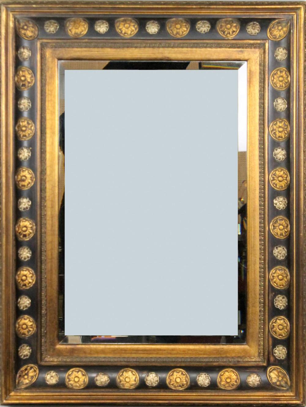 LARGE EBONIZED AND GILT FRAMED