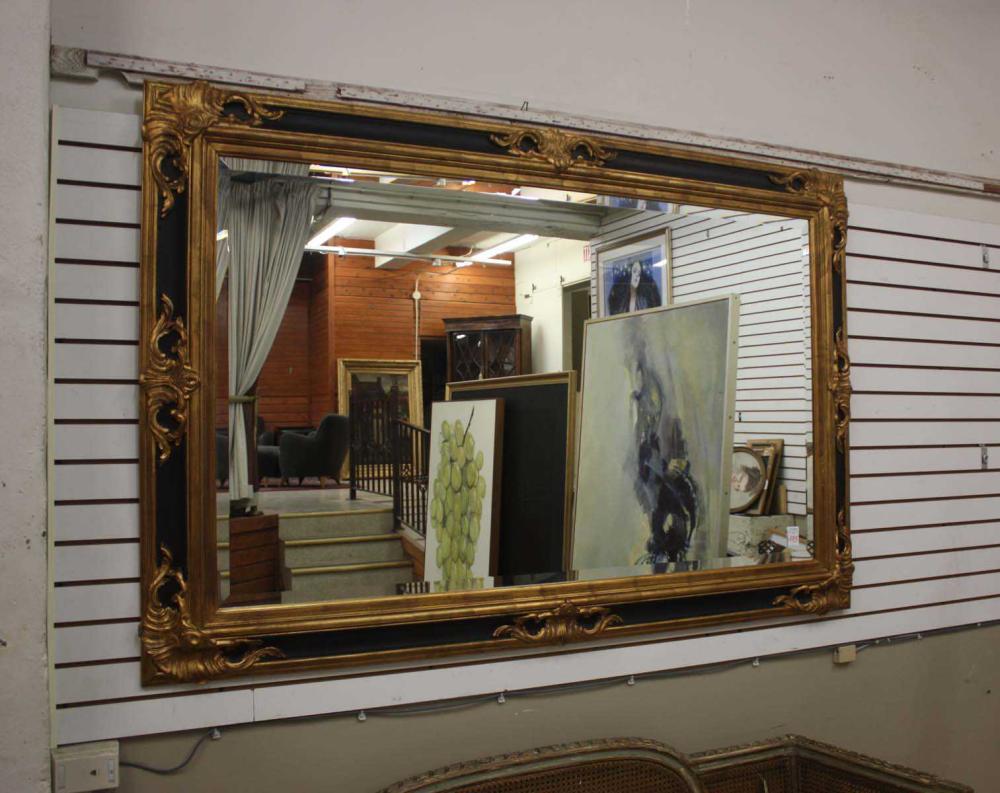 LARGE EBONIZED AND PARCEL-GILT WOOD