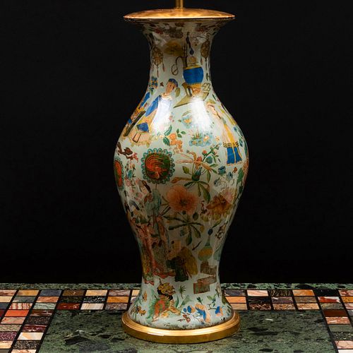 LARGE ENGLISH CHINOISERIE DECORATED