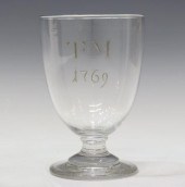 LARGE ENGLISH GLASS GOBLET ENG