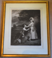 LARGE ENGLISH MEZZOTINT, YOUNG