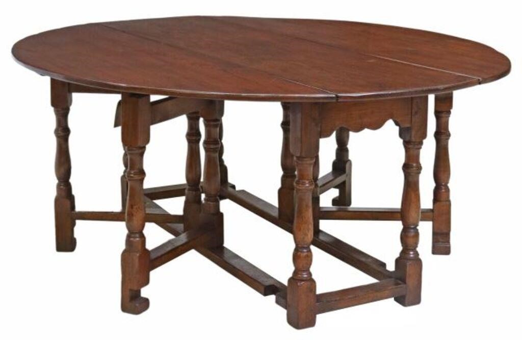 LARGE ENGLISH OAK DROP-LEAF WAKE