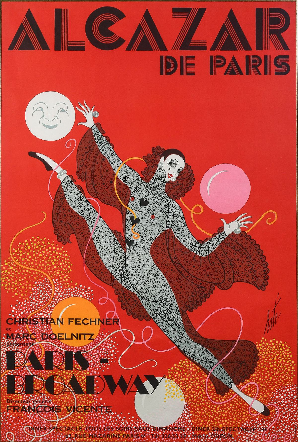 LARGE ERTE ALCAZAR DE PARIS POSTER: