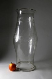 LARGE ETCHED BLOWN GLASS HURRI