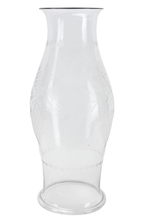 LARGE ETCHED GLASS CANDLE HURRICANE
