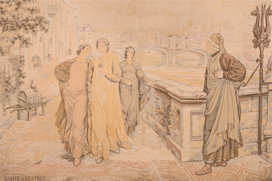 Large European stretched tapestry