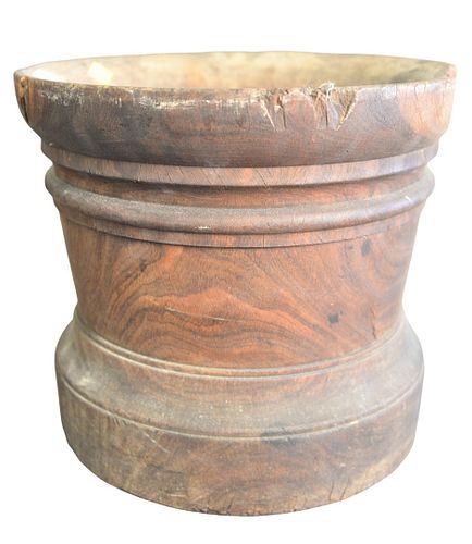 LARGE EXOTIC WOOD MOTAR, HEIGHT