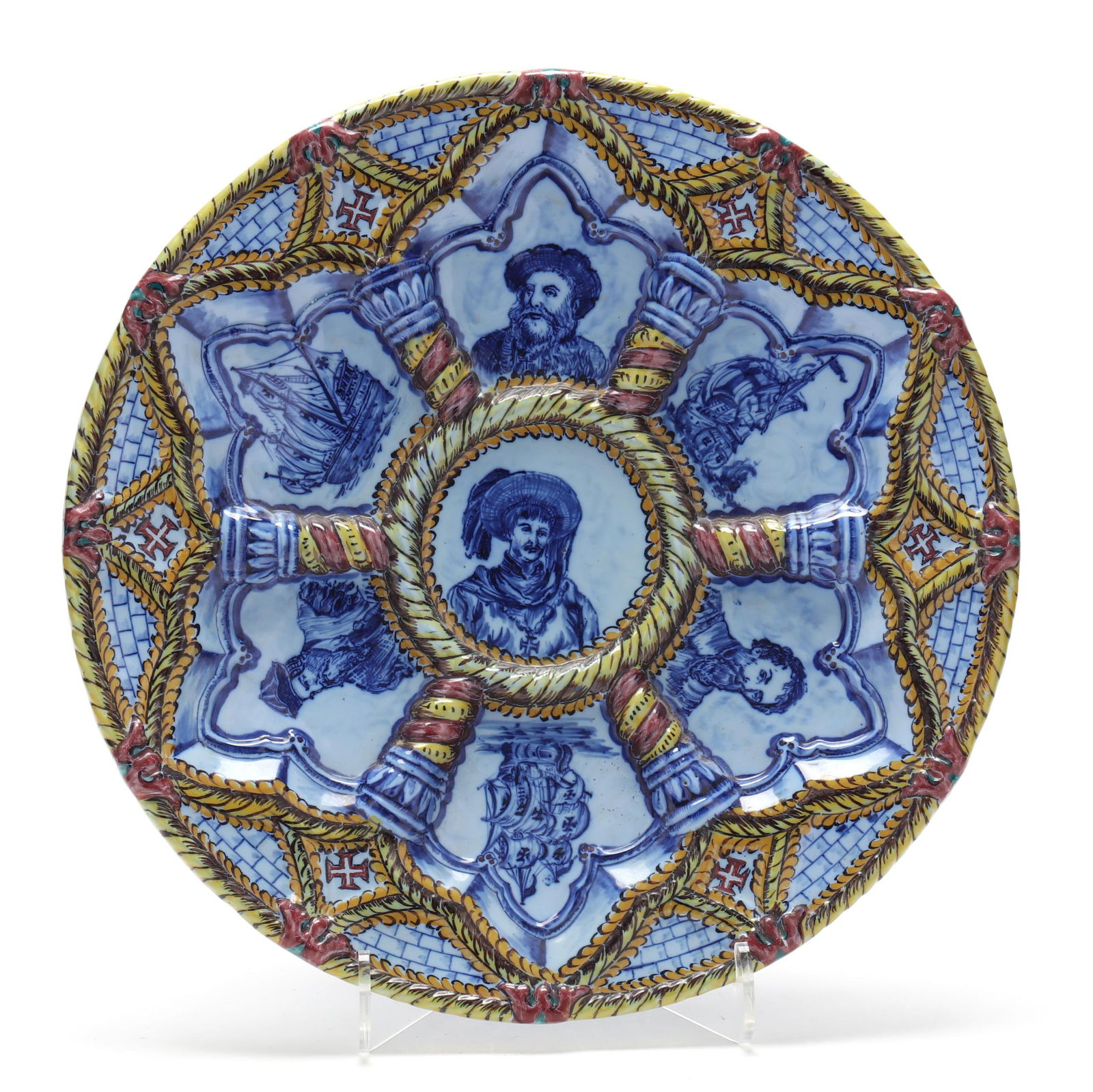 LARGE FAIENCE PORTUGUESE CHARGER,