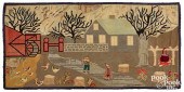 LARGE FARM LIFE HOOKED RUG, EA