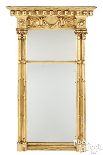 LARGE FEDERAL GILTWOOD MIRROR,