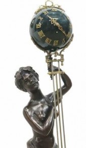 LARGE FIGURAL BRONZE SWINGING