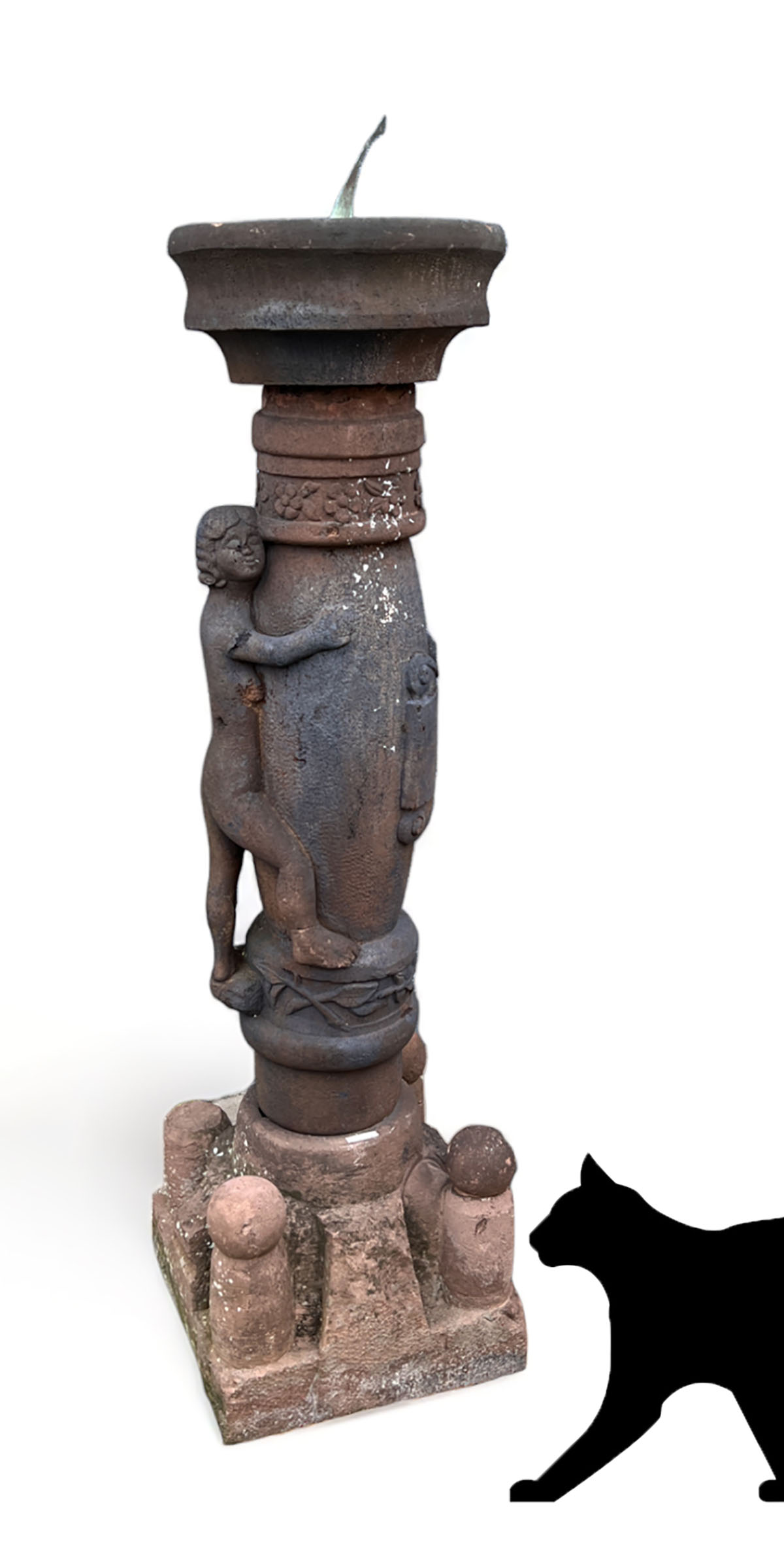 LARGE FIGURAL CONCRETE SUNDIAL: Art