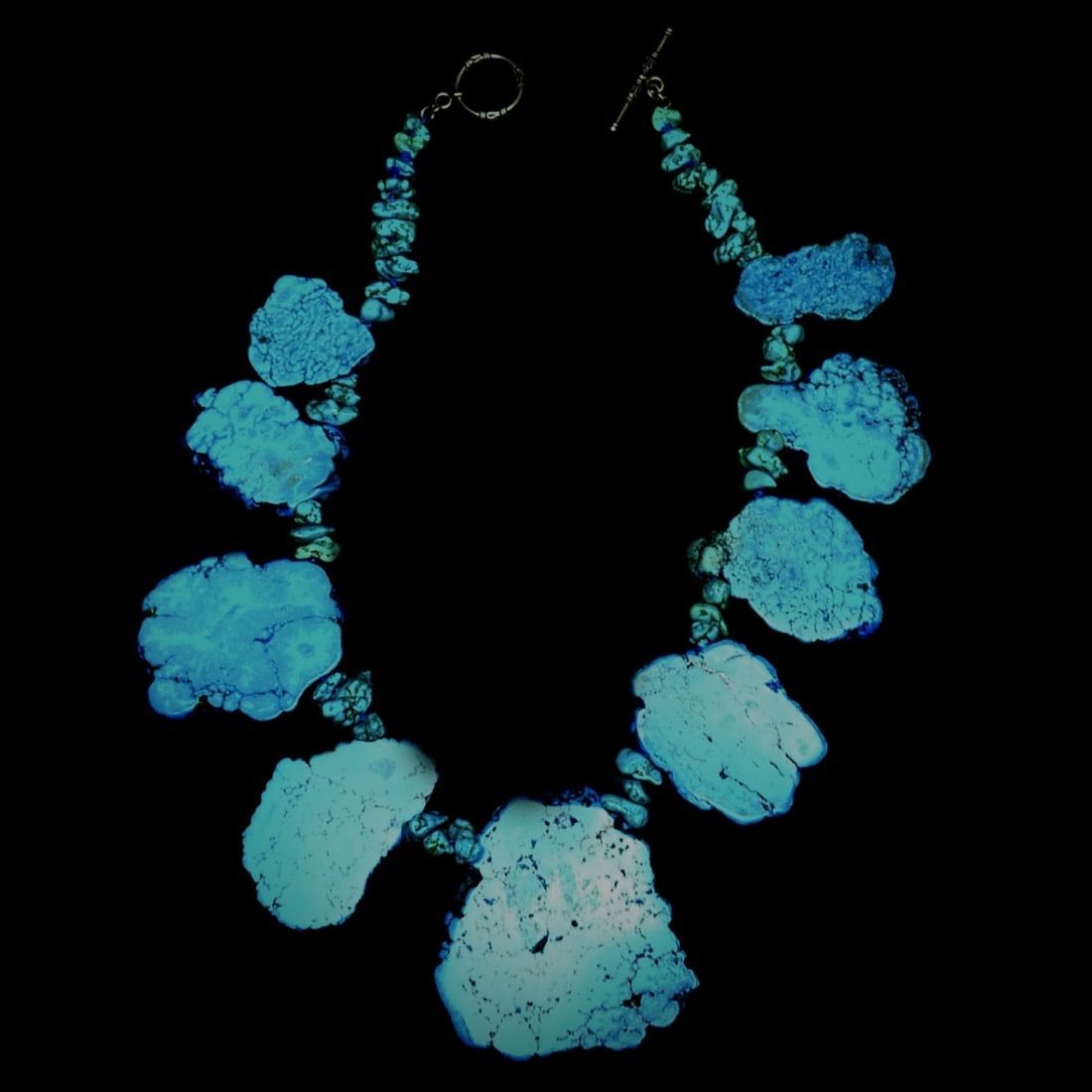 LARGE FLAT TURQUOISE BEADED