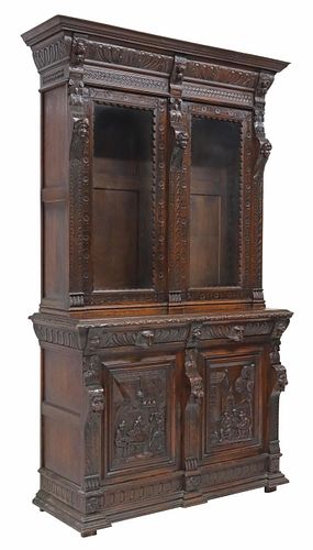 LARGE FLEMISH STYLE CARVED OAK