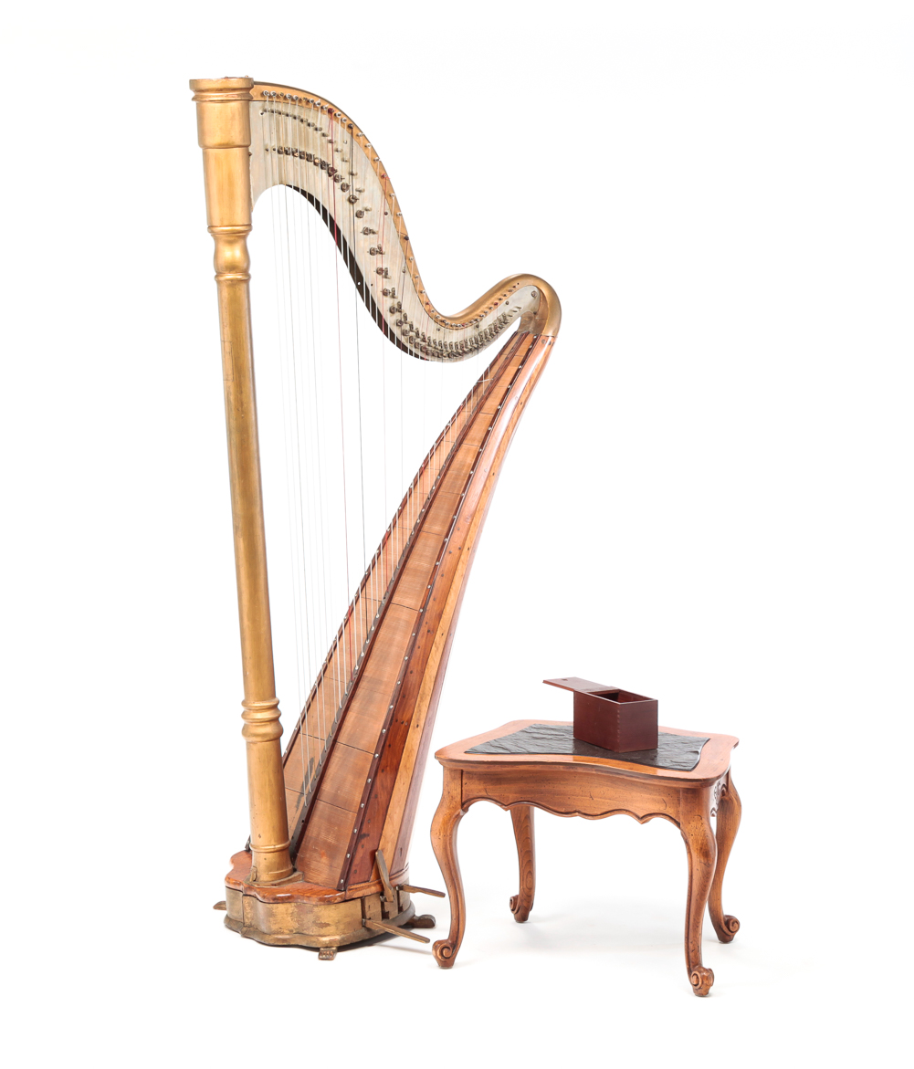 LARGE FLOOR STANDING HARP. Circa