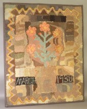LARGE FLORAL HOOKED RUGca. Mar