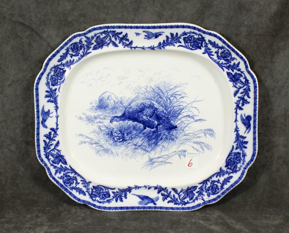 LARGE FLOW BLUE TURKEY PLATTERLARGE