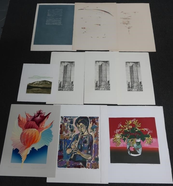 Large folio of ten prints, to