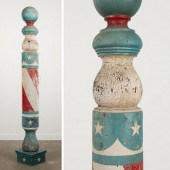 LARGE FOLK ART BARBER POLE, 19