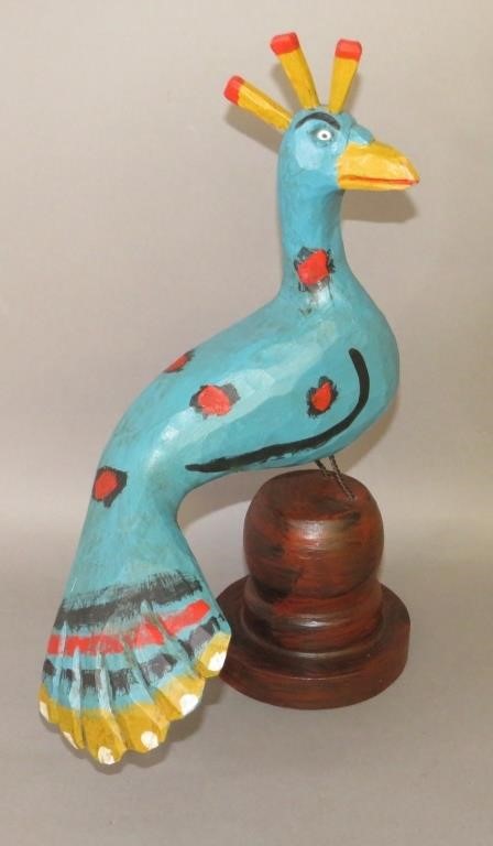 LARGE FOLK ART CARVED & PAINTED