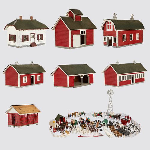 LARGE FOLK ART CARVED FARM W/