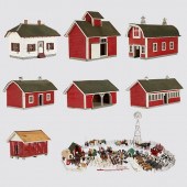 LARGE FOLK ART CARVED FARM W/