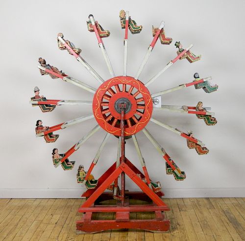 LARGE FOLK ART FERRIS WHEELLarge