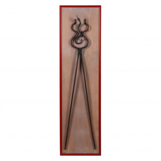 LARGE FOLK ART IRON FORCEPS AND